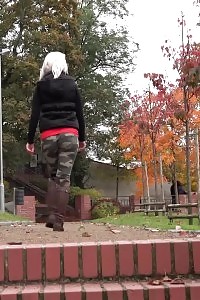 Captivating Light-haired Pisses On The Ground Outside