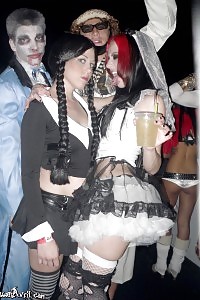 Girls Having An Outstanding Striptease In Sexy Stockings And Fishnets