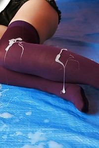 Playful Asian Nurse In Sexy High Nylons Has Her Leg Covered In Sperm