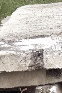 Magnetizing Blonde Pisses Onto A Concrete Slab