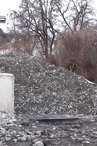 Seductive Blonde Pisses Right Next To A Railway Line