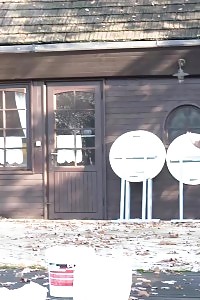 Dazzling Dark Haired Doll Pisses Over The Decking