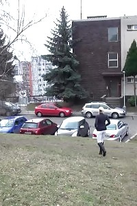 Amazing Darling Pisses While On A Park Bench