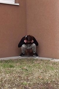 Brunette Lady Is So Desperate To Piss Outside