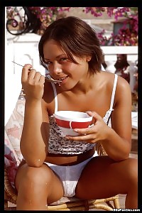 Sexy Girl Poses Outdoors And Pour Milk Over Her Young Body