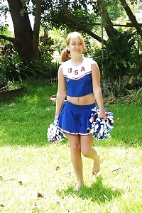 Brilliant Blonde Cheerleader Does Her Bored Routine And Jerking Off Against The Cam